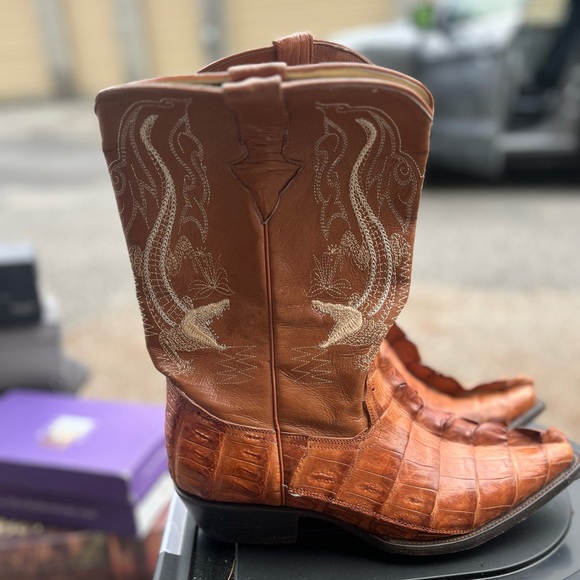 Mens Crocodile Cowboy Boots Worn - Picture 4 of 7